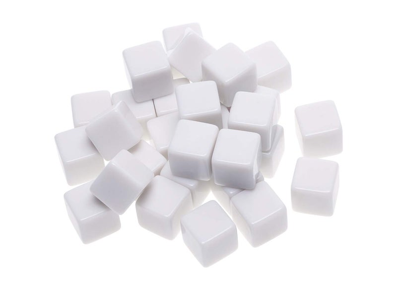 Shapenty 16MM White Acrylic Blank Dice Cubes for Board Games, DIY Sticker, Party Favor, Alphabet Numbers Puzzle Building Blocks Custom Dice Making, 30PCS - Image 1